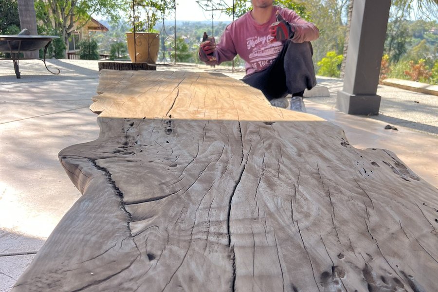 Live-edge torrey pine slab